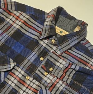 Vintage Northwest Territory Large Blue Plaid Button Up Long Sleeve Shirt